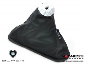 FIAT 500 eBrake Boot - Black Italy - Black & White Leather - Tuxedo Design w/ Italian Flag